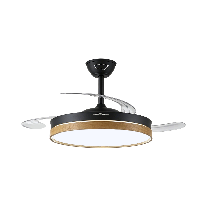 Luz de ventilador retrátil de grão de madeira rústica Luz de ventilador retrátil de grão de madeira rústica