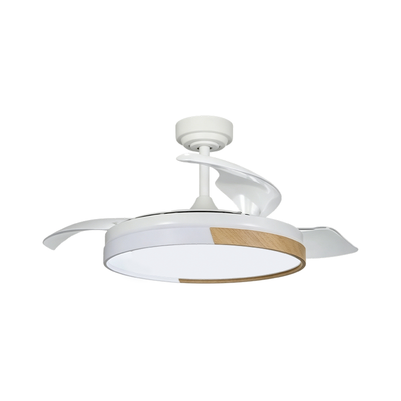 Luz de ventilador retrátil de grão de madeira rústica Luz de ventilador retrátil de grão de madeira rústica