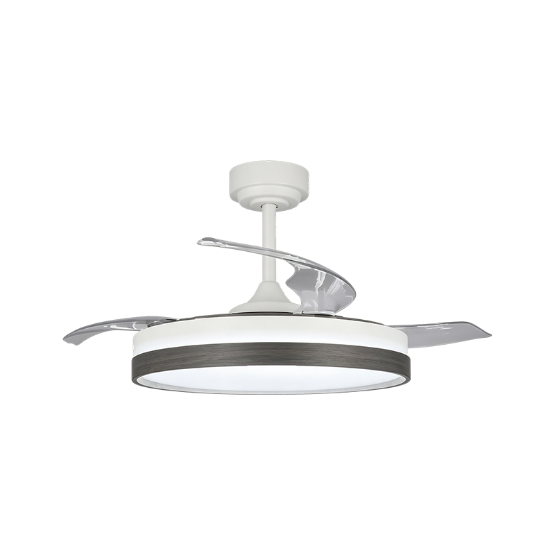 Luz de ventilador retrátil de grão de madeira rústica Luz de ventilador retrátil de grão de madeira rústica