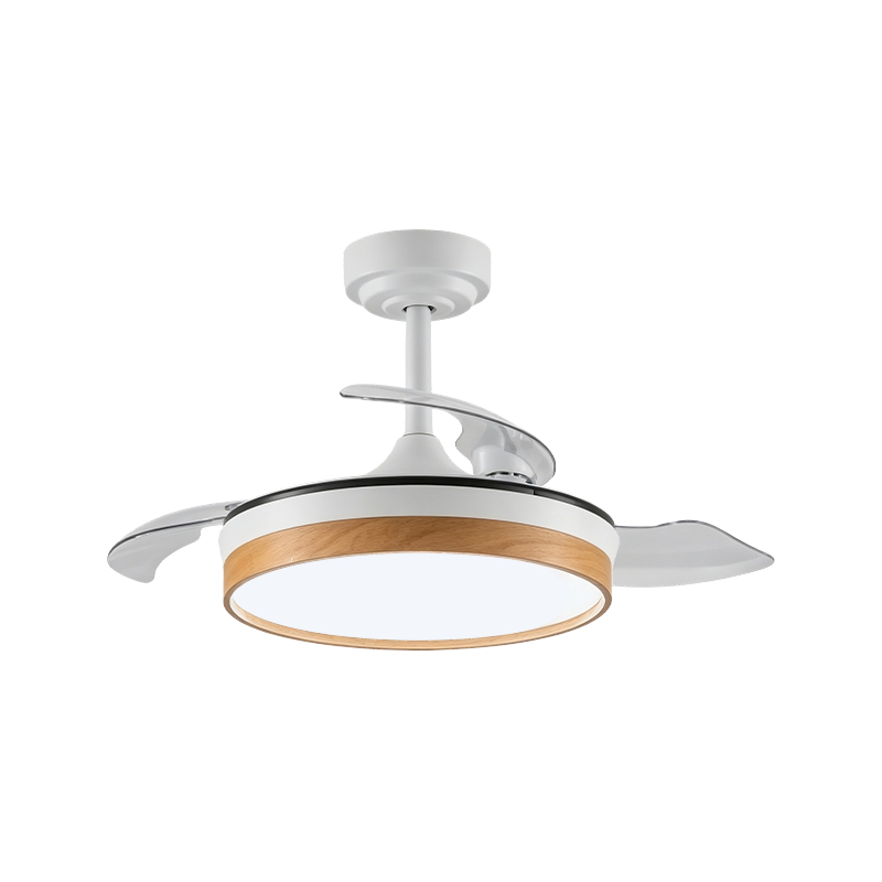 Luz de ventilador retrátil de grão de madeira rústica Luz de ventilador retrátil de grão de madeira rústica