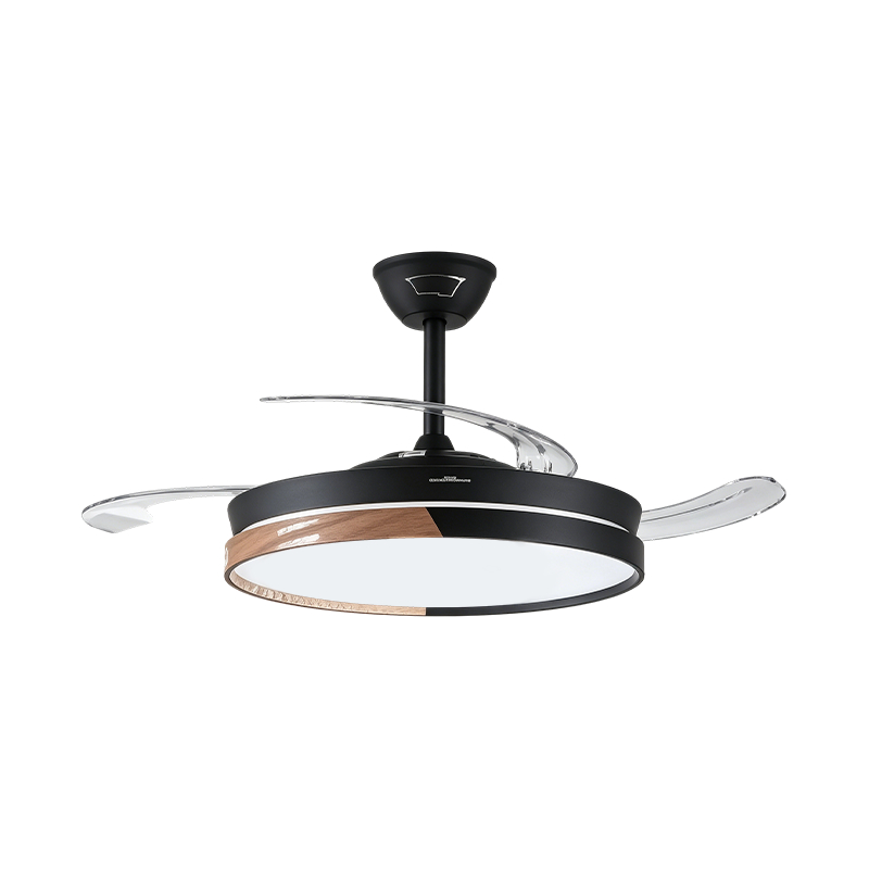 Luz de ventilador retrátil de grão de madeira rústica Luz de ventilador retrátil de grão de madeira rústica