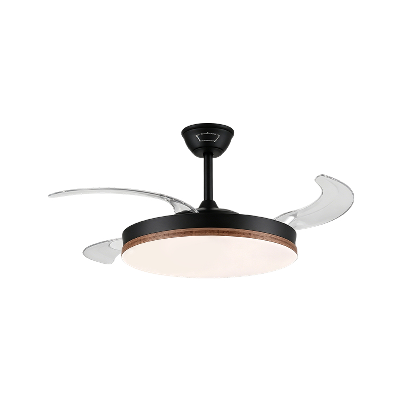 Luz de ventilador retrátil de grão de madeira rústica Luz de ventilador retrátil de grão de madeira rústica