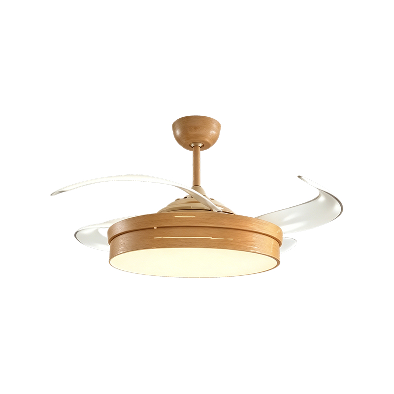 Luz de ventilador retrátil de grão de madeira rústica Luz de ventilador retrátil de grão de madeira rústica