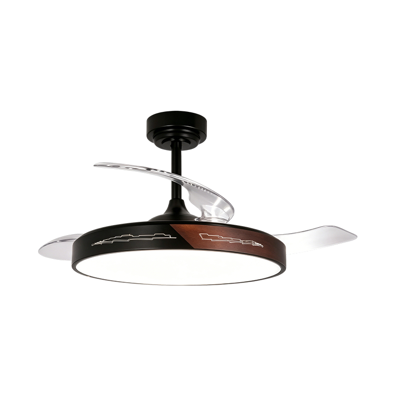 Luz de ventilador retrátil de grão de madeira rústica Luz de ventilador retrátil de grão de madeira rústica