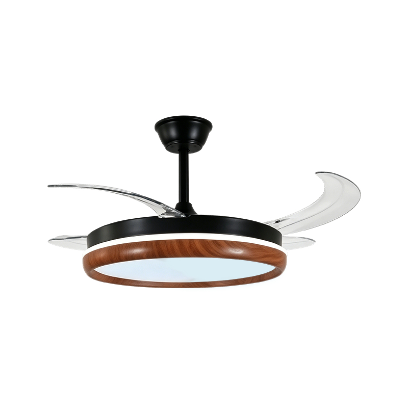 Luz de ventilador retrátil de grão de madeira rústica Luz de ventilador retrátil de grão de madeira rústica