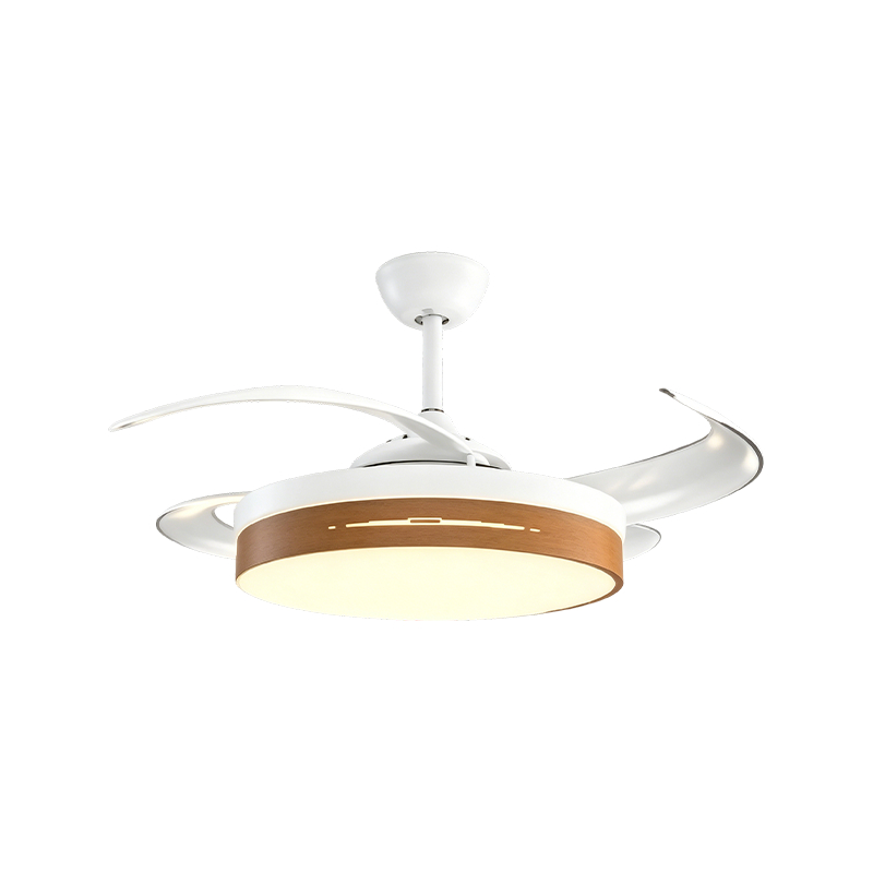 Luz de ventilador retrátil de grão de madeira rústica Luz de ventilador retrátil de grão de madeira rústica