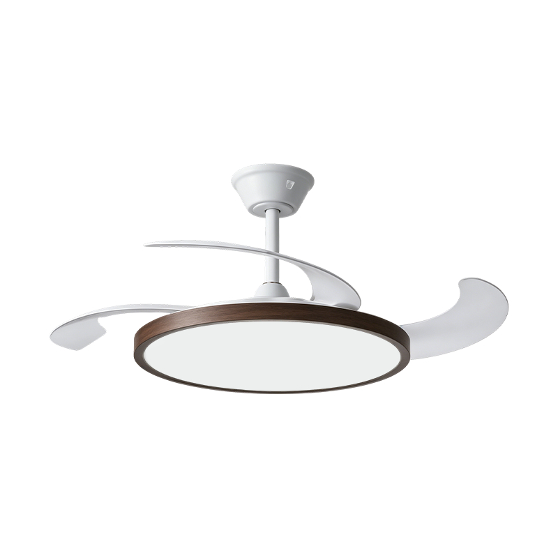 Luz de ventilador retrátil de grão de madeira rústica Luz de ventilador retrátil de grão de madeira rústica