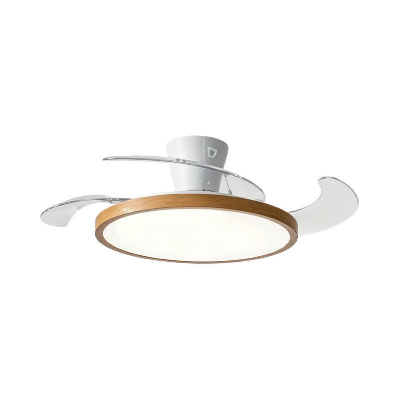 Luz de ventilador retrátil de grão de madeira rústica Luz de ventilador retrátil de grão de madeira rústica
