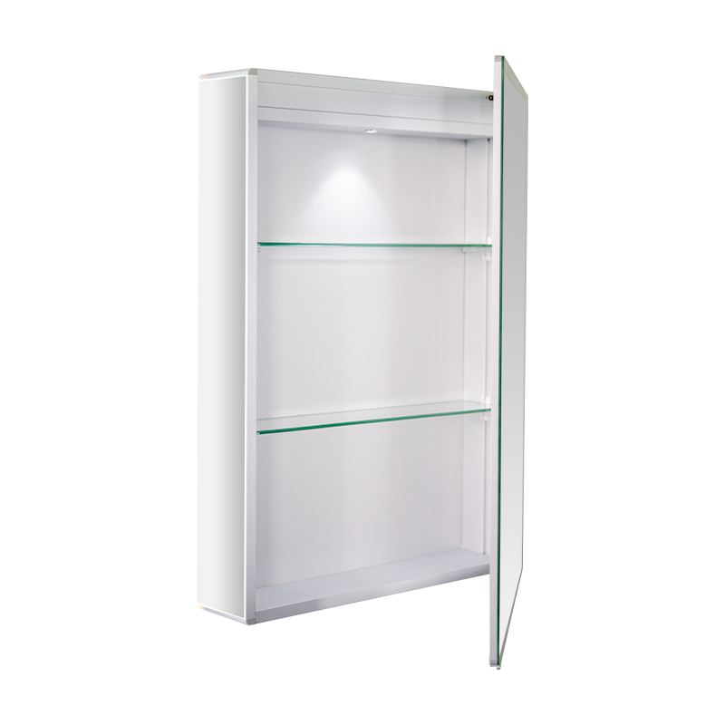 Armário de espelho de banheiro LED de porta única à prova d'água de liga de alumínio Armário de espelho de banheiro LED de porta única à prova d'água de liga de alumínio